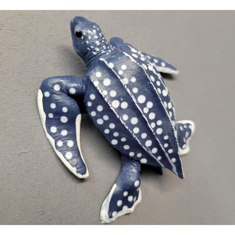 Leatherback Sea Turtle Figure Blue White Polka Dot PVC Toy Ocean Marine Life Toy
